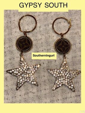 NWOT GYPSY SOUTH Upcycled Gold  Bling Star  Drop Earrings